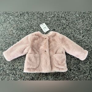 Zara Kids Pink Blush Faux Fur Coat